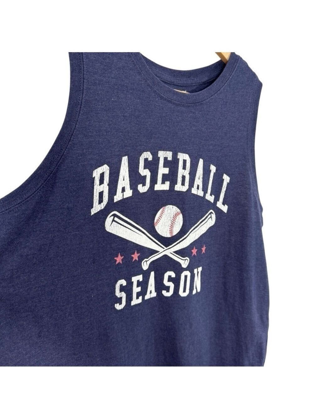 Maurices Baseball Graphic Tank Womens M Navy Blue Sleeveless Sporty EUC
